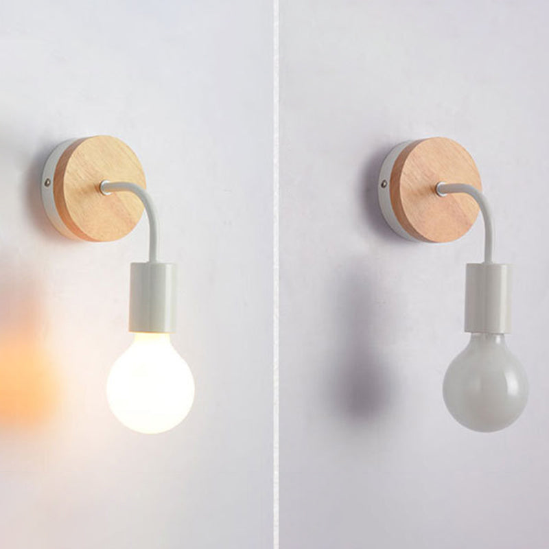 No-Bulb Sconce Light Fixture Contemporary Style Wood Bedroom Wall Mount Light Fixture