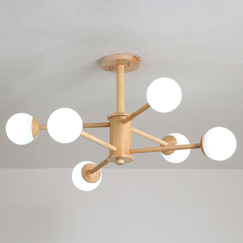 Palline lampadario a pendente a pendente in stile minimalista in legno soggiorno a sospensione Luce a sospensione
