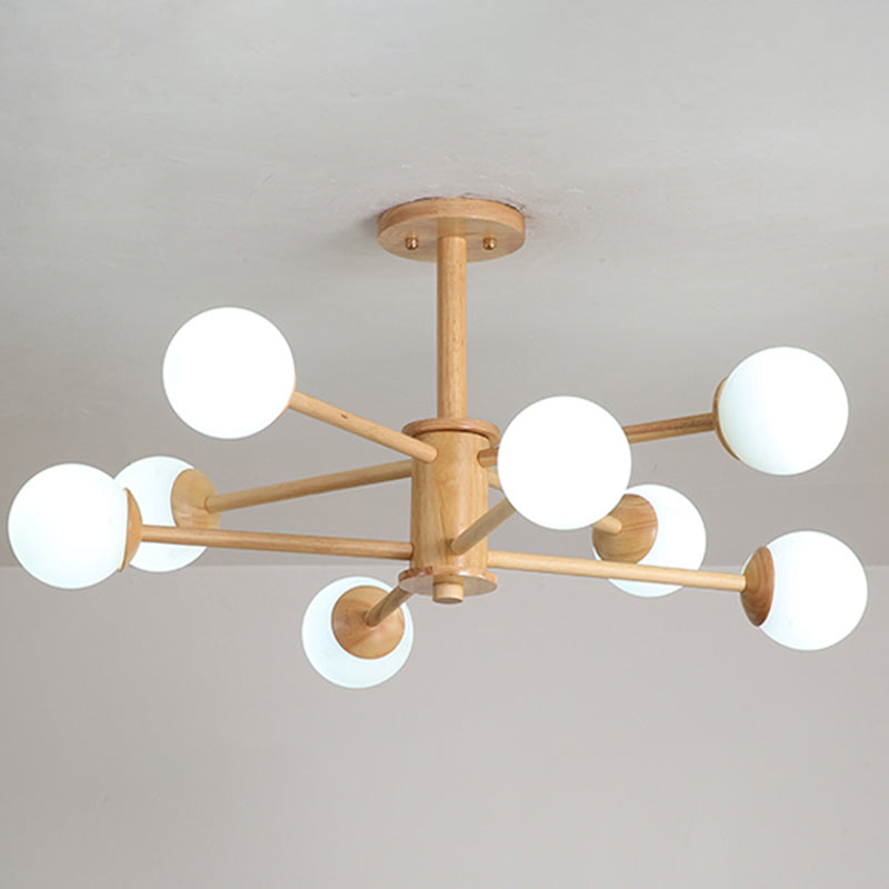 Bolas Luz de colgante de lámpara Estilo minimalista Luz de techo de sala de estar de madera