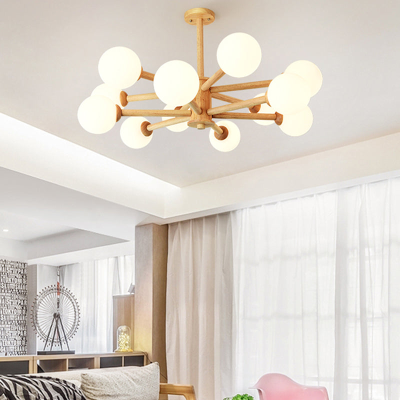 Bolas Luz de colgante de lámpara Estilo minimalista Luz de techo de sala de estar de madera