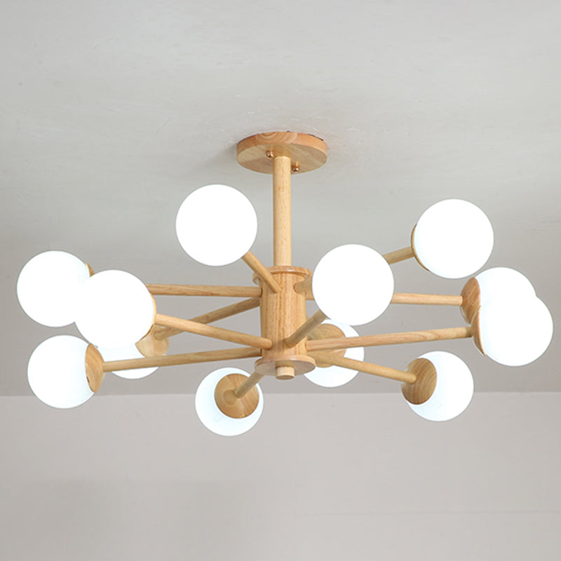 Bolas Luz de colgante de lámpara Estilo minimalista Luz de techo de sala de estar de madera