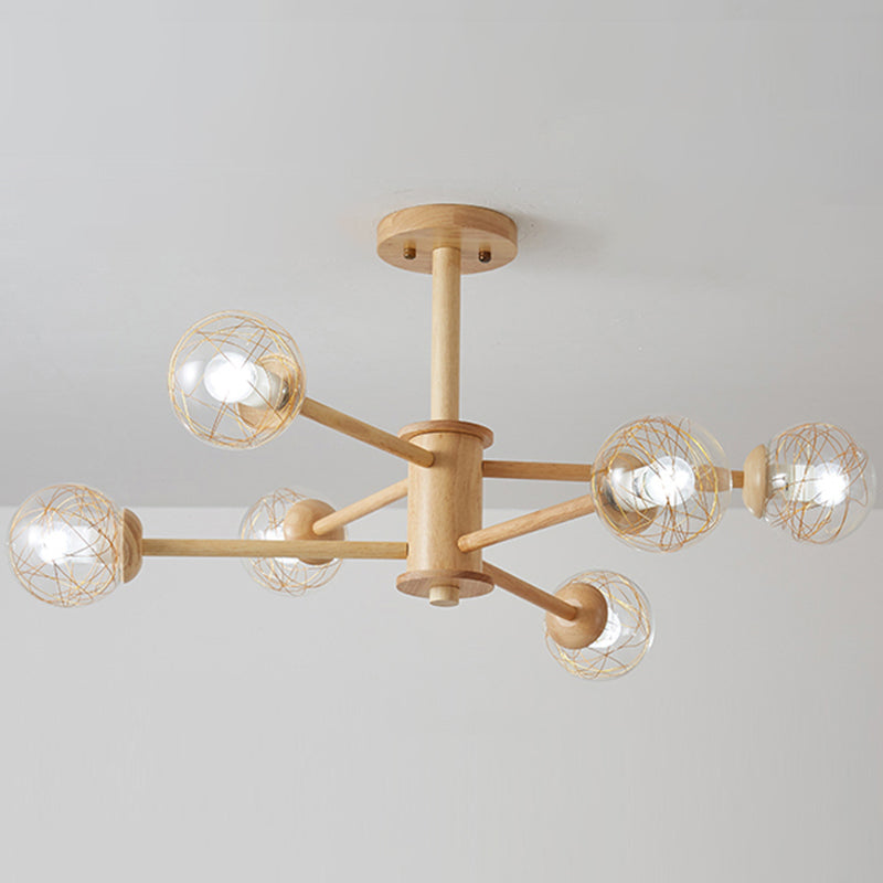 Palline lampadario a pendente a pendente in stile minimalista in legno soggiorno a sospensione Luce a sospensione