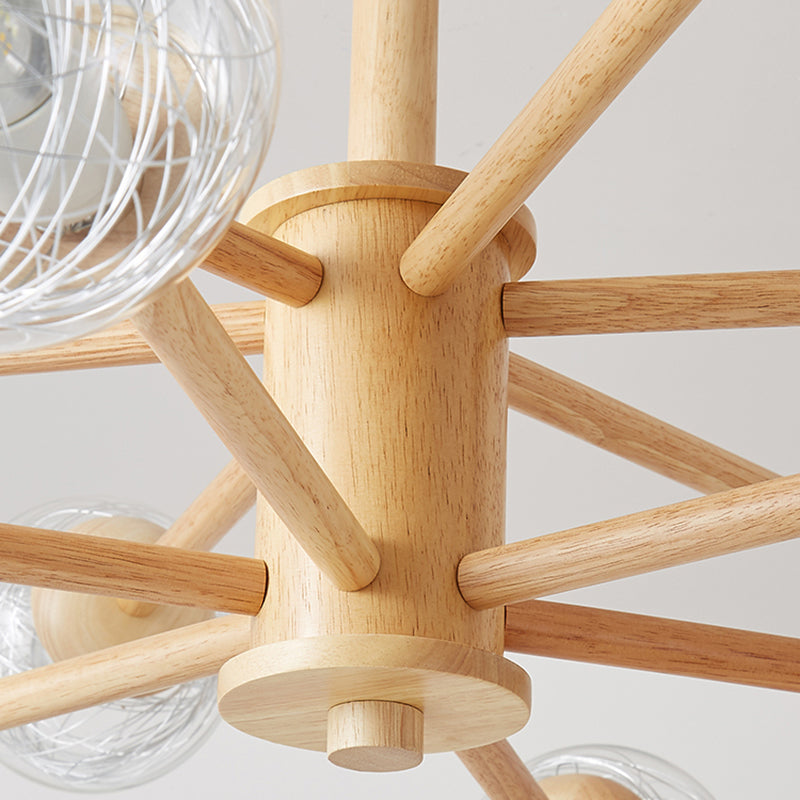 Bolas Luz de colgante de lámpara Estilo minimalista Luz de techo de sala de estar de madera