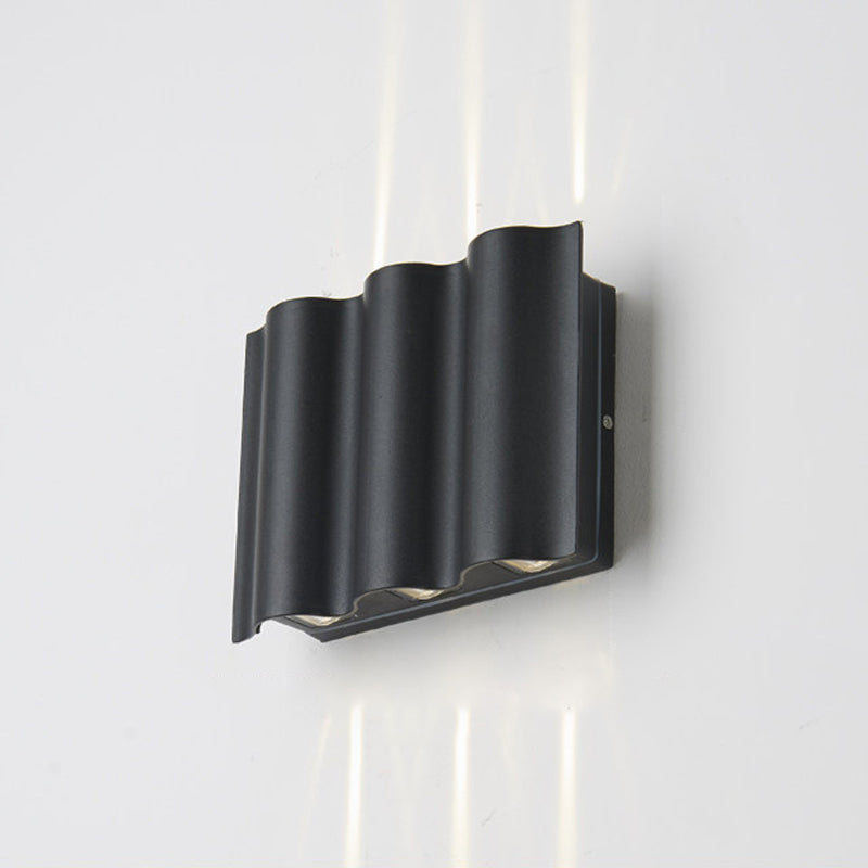 Black Rectangular Outdoor LED Wall Lamp in Modern Creative Style Aluminium Waterproof Wall Sconce