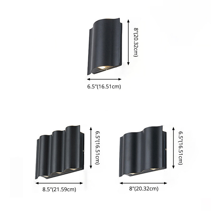 Black Rectangular Outdoor LED Wall Lamp in Modern Creative Style Aluminium Waterproof Wall Sconce