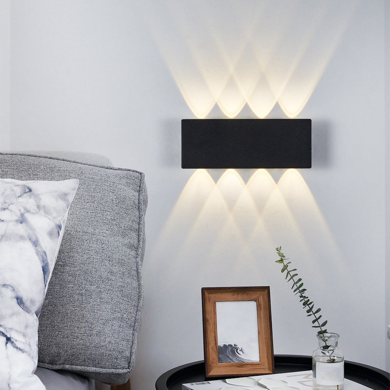 Lámpara de pared LED creativa moderna de aluminio Rectangular Rectangular Water Light en negro