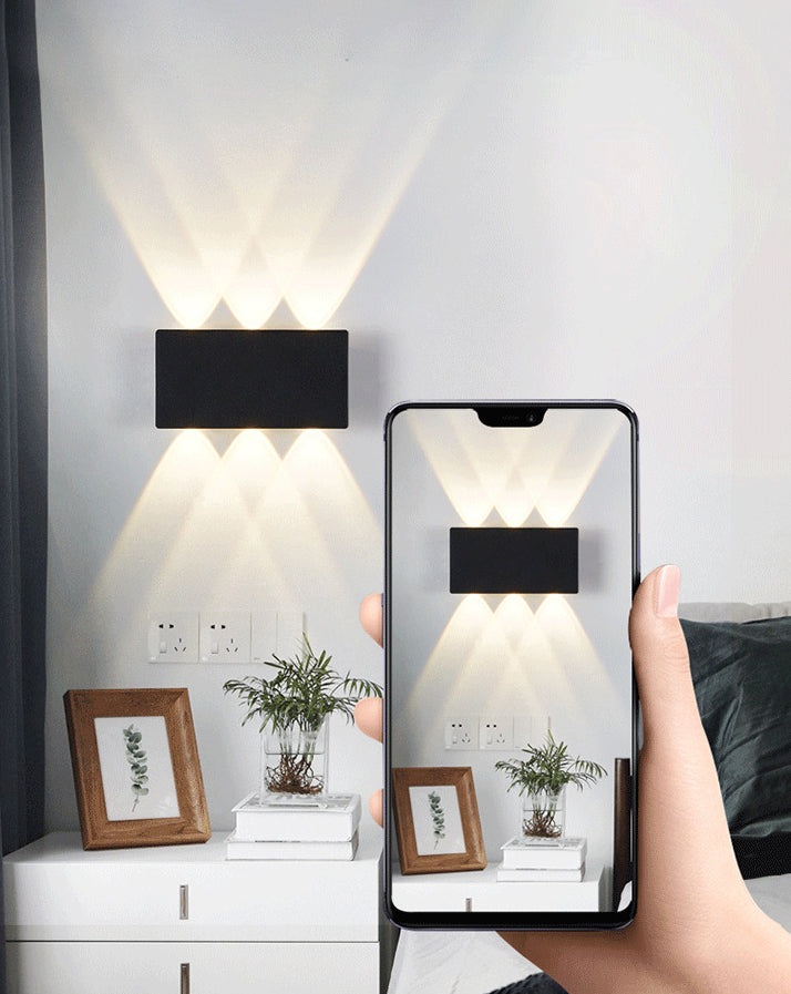 Lámpara de pared LED creativa moderna de aluminio Rectangular Rectangular Water Light en negro
