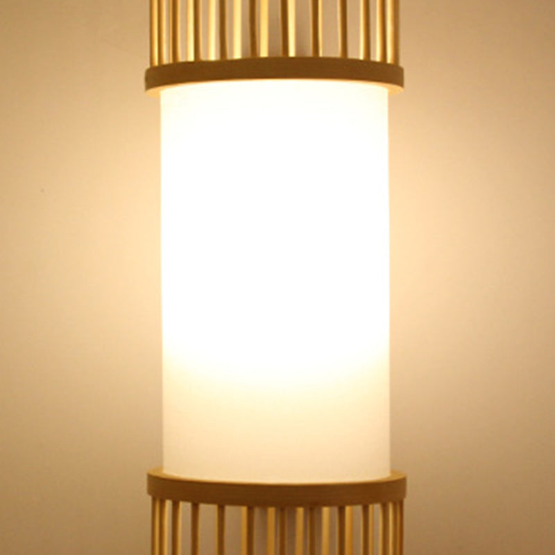 Cylindrical Wall Mounted Lighting Minimalist Style Wood Beige Wall Mounted Light Fixture