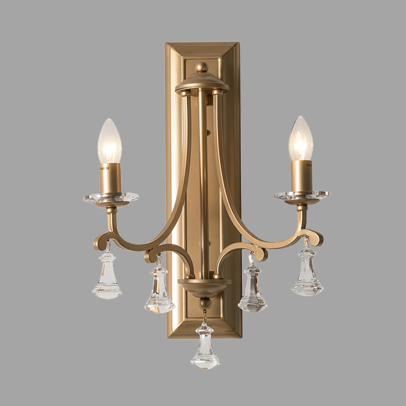 Gold 2 Lampen Wandlampe Retro Facetted Crystal Candelabra Wandmontage Licht für Wohnzimmer