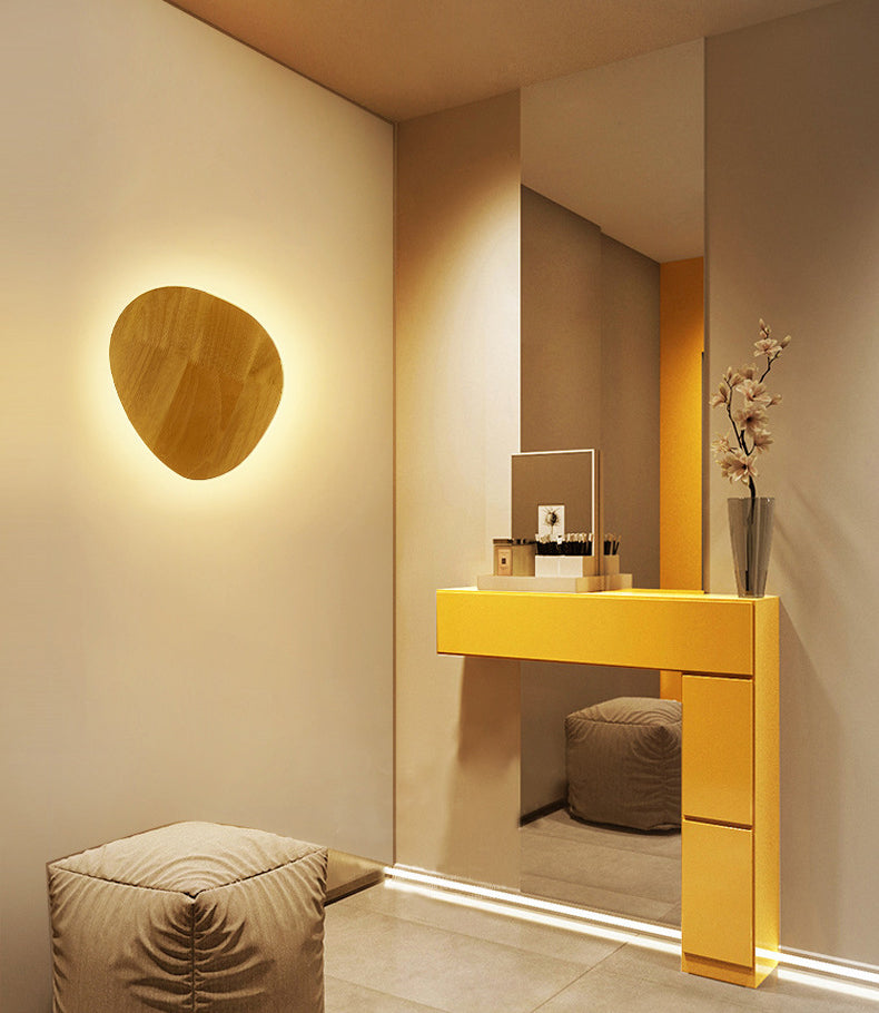 Houten geometrische sConce lamp makelaar minimalistische stijl led beige wandgemonteerde verlichting