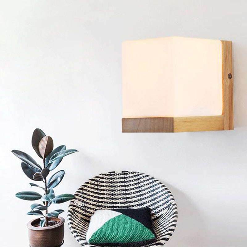 Square Wall Mounted Lamp Modern Simplicity Wood Wall Mount Lamp for Living Room