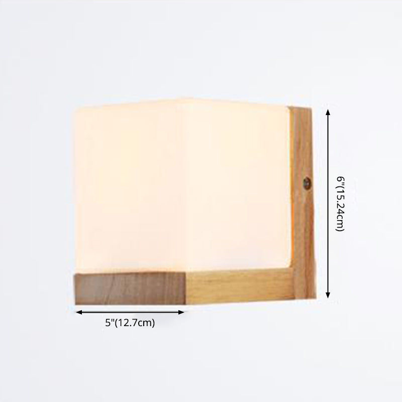 Square Wall Mounted Lamp Modern Simplicity Wood Wall Mount Lamp for Living Room