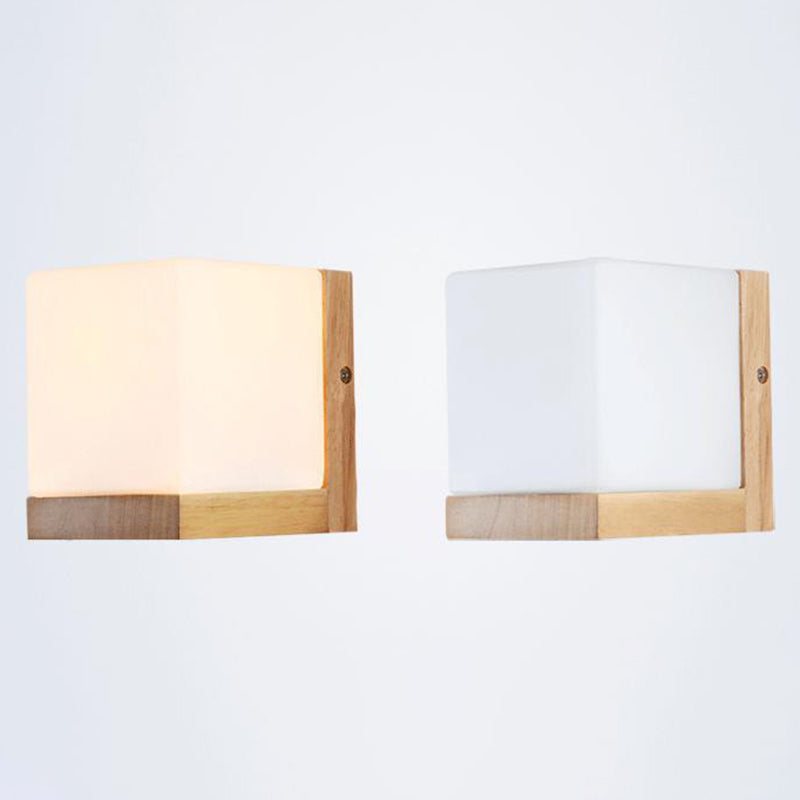 Square Wall Mounted Lamp Modern Simplicity Wood Wall Mount Lamp for Living Room