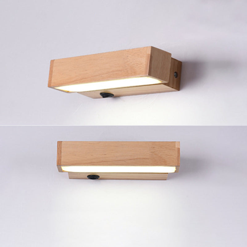 Moderne einfache HolzlED-Wandleuchten Rota-Tisch Wandmontierte Lampen für Schlafzimmer