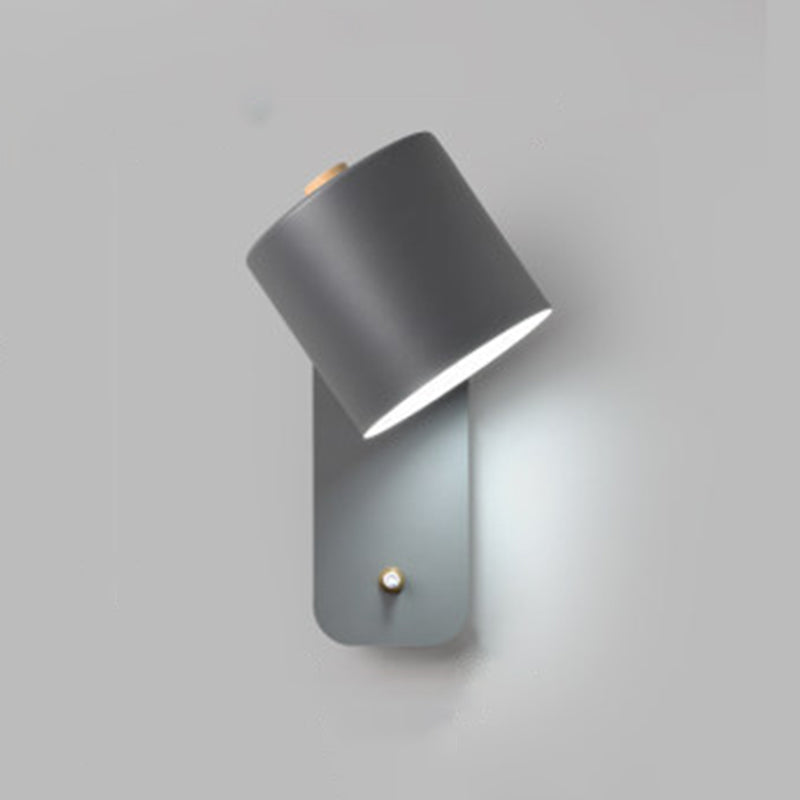 Cylinder Metal Reading Wall Lamps 1-Light Modern Wall Mount Lamp for Bedroom