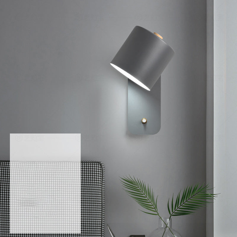 Zylindermetall-Lesen Wandleuchten 1 Licht moderne Wandhalterung für Schlafzimmer