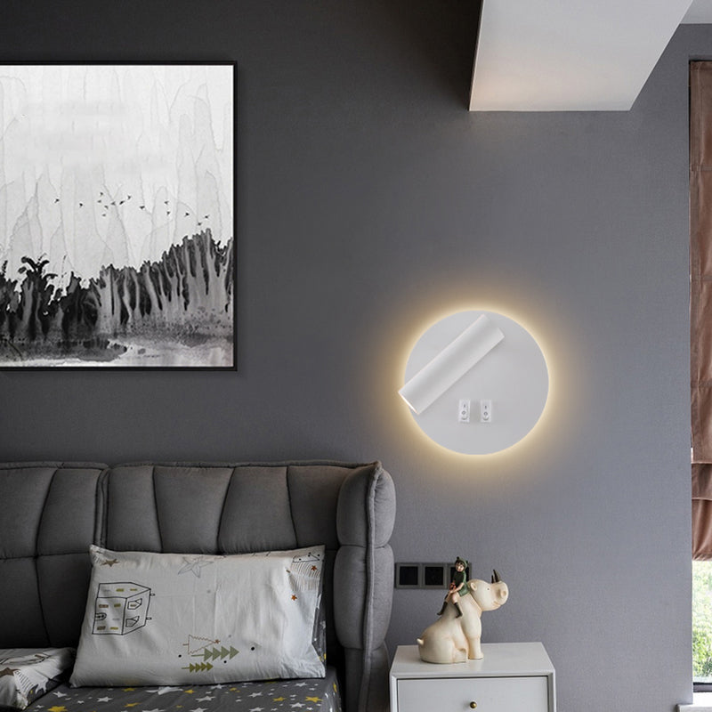 Minimalismo de iluminación de pared LED de metal apliques de pared de 1 luces para dormitorio