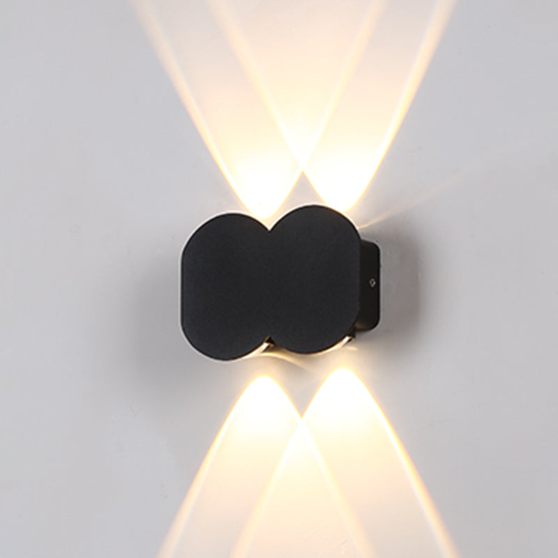 Black Outdoor LED Wall Sconce in Modern Creative Style Aluminium Geometric Waterproof Spotlight