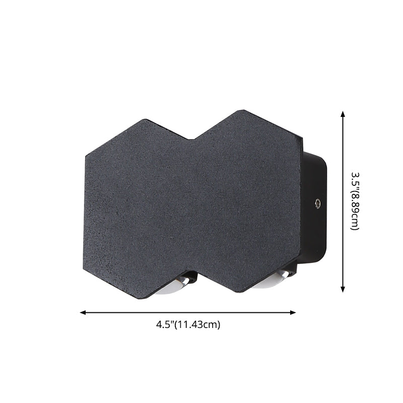 Black Outdoor LED Wall Sconce in Modern Creative Style Aluminium Geometric Waterproof Spotlight