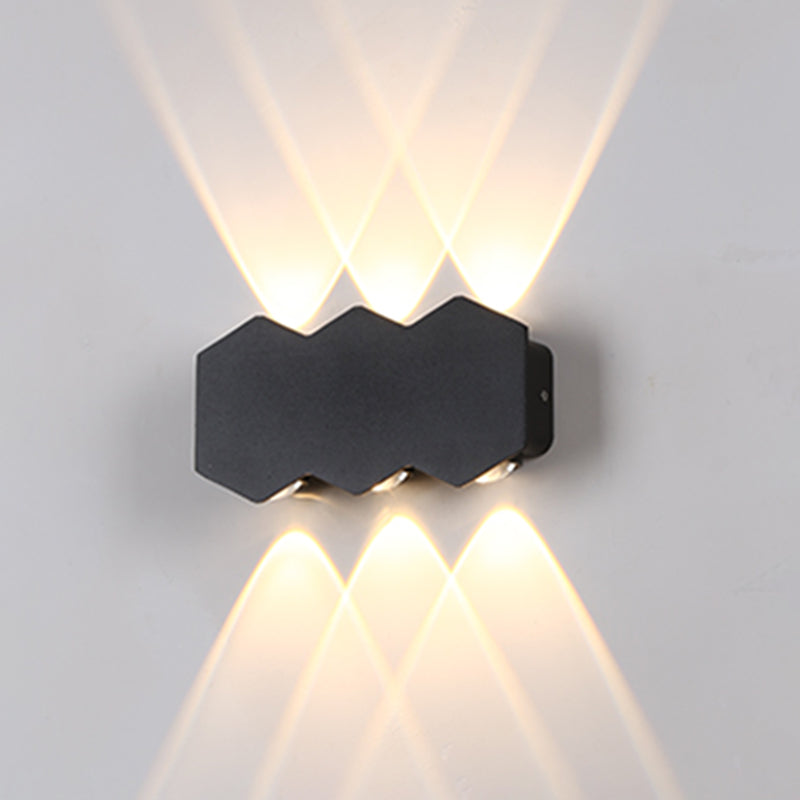 Black Outdoor LED Wall Sconce in Modern Creative Style Aluminium Geometric Waterproof Spotlight