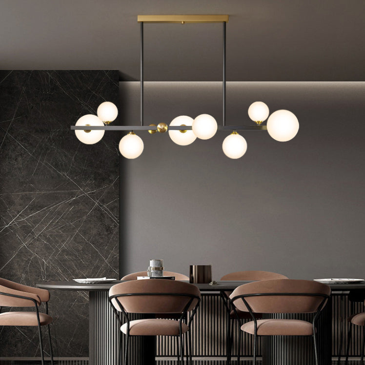 Luz de la isla de vidrio de 8 luces en el estilo creativo moderno Luz de globo de cobre para el comedor para el comedor