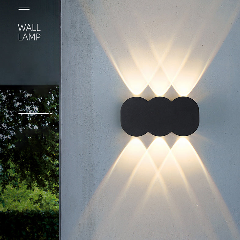 Black Outdoor LED Wall Sconce in Modern Creative Style Aluminium Geometric Waterproof Spotlight