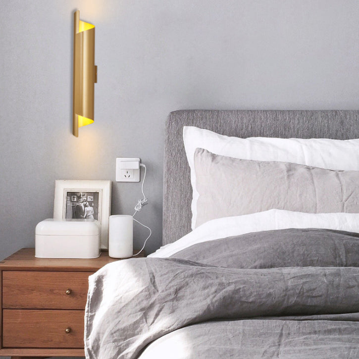 Modern Artistic Cylindrical Wall Sconce Wrought Iron Wall Lamp for Interior Spaces