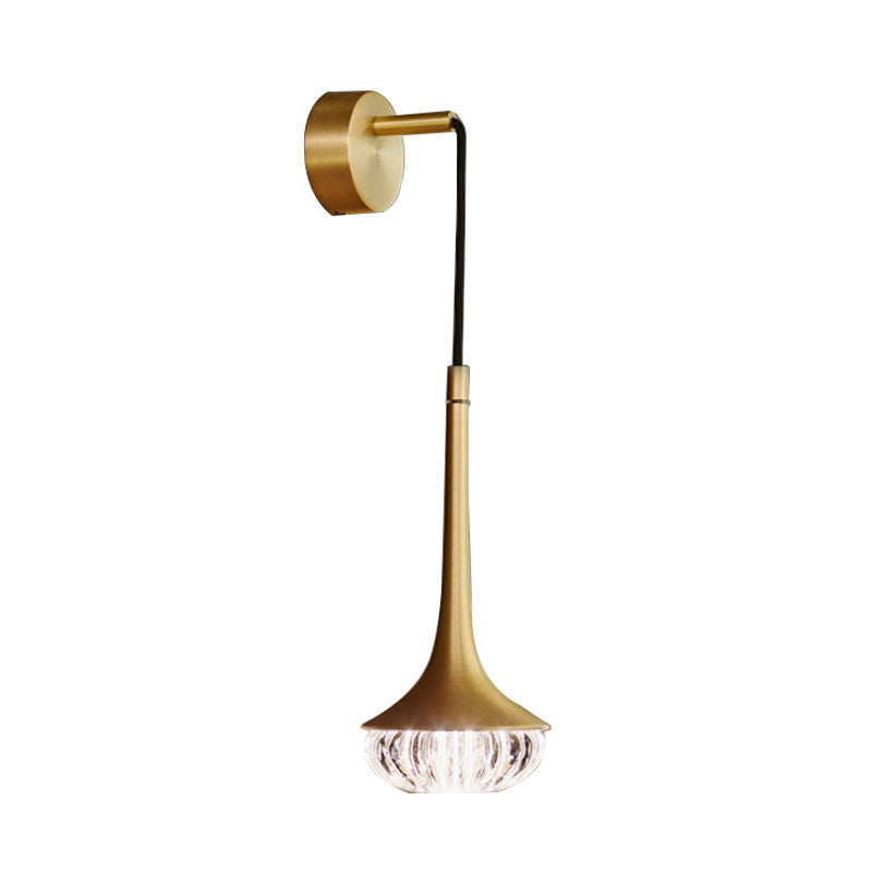 Teardrop Gold Crystal Sconce Light Modernism 1 Head LED Wall Lighting Fixture with Metal Round Backplate