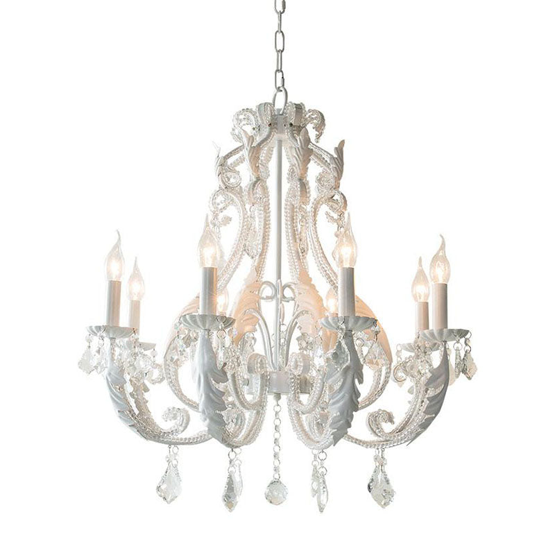 8 Lights Clear Crystal Chandelier Lighting Fixture Rustic Candle Bedroom Suspension Lamp