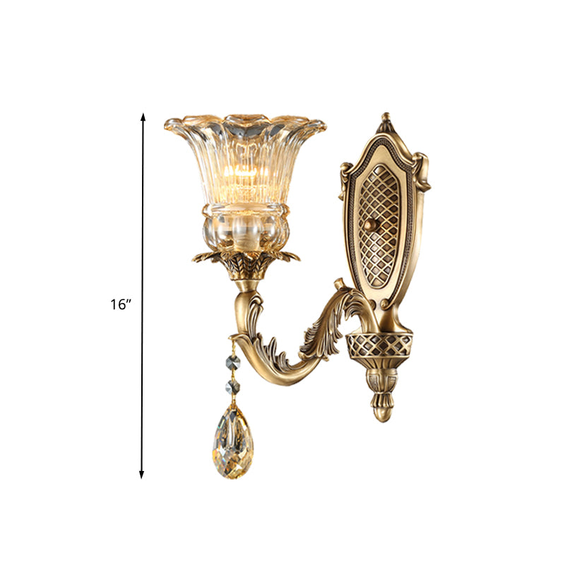 Dormitorio curvado Maledro de metal Disparo Cristal de vidrio biselado tradicional 1 Cabezo de pared dorada de pared de pared