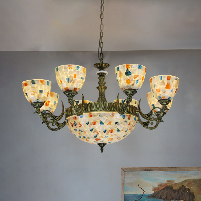 Blanc 5/9/11 Lumières Plafond lustre Méditerranéen Shell Mosaic Pendant Éclairage