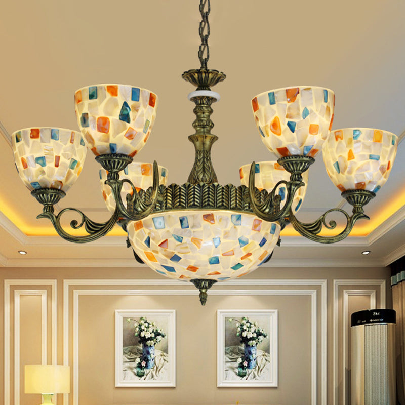 Blanc 5/9/11 Lumières Plafond lustre Méditerranéen Shell Mosaic Pendant Éclairage