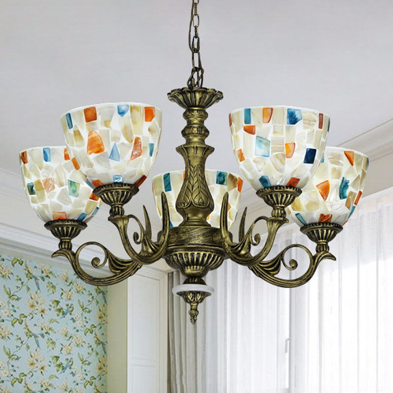 Blanc 5/9/11 Lumières Plafond lustre Méditerranéen Shell Mosaic Pendant Éclairage