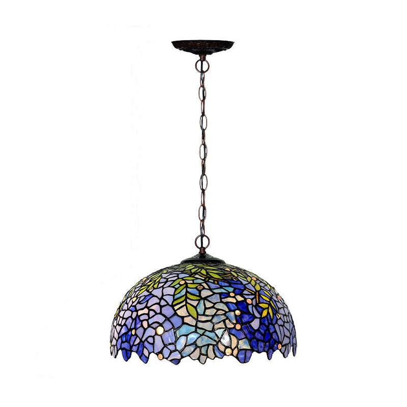 1/2 Lights Dome Hanging Chandelier Tiffany Yellow Cut Glass Pendant Lamp for Kitchen, 8"/12"/16" W