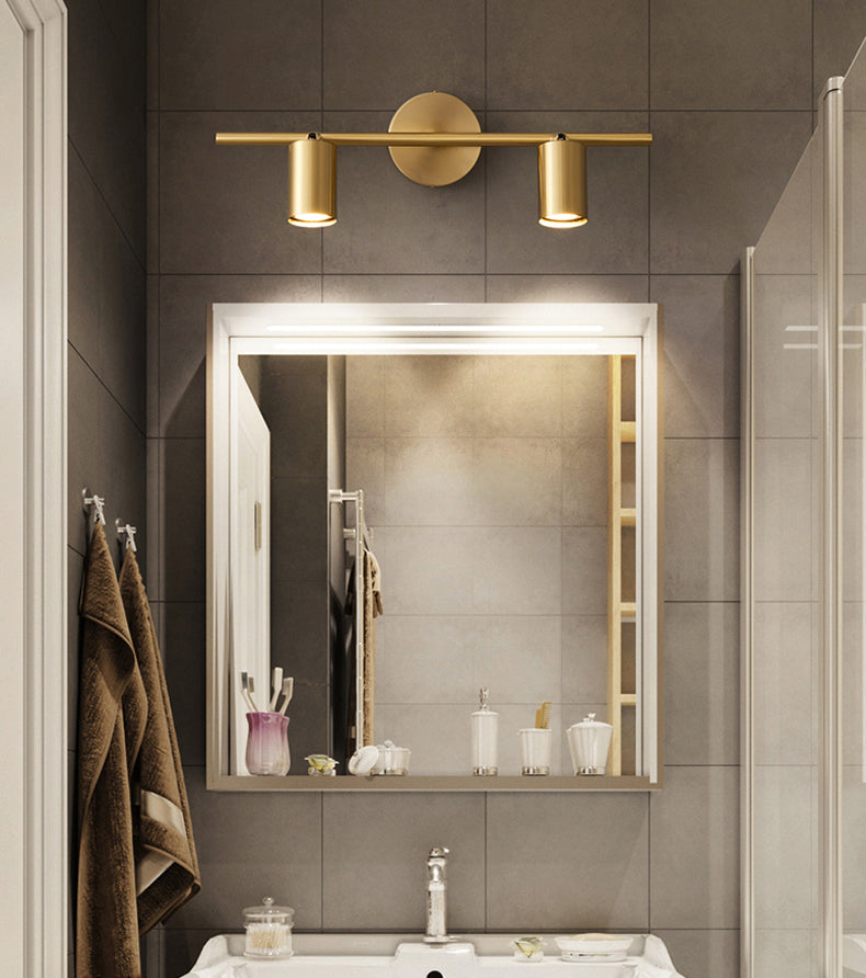 Postmodern Simplicity Cylinder Vanity Sconce Lights Brass Wall Mount Light Fixture for Bathroom