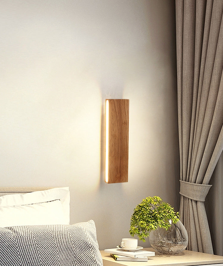 Rectangle Wall Mounted Lamp Modern Simplicity Wood Wall Mount Lamp for Living Room