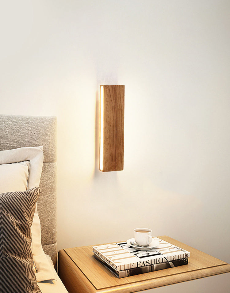 Rectangle Wall Mounted Lamp Modern Simplicity Wood Wall Mount Lamp for Living Room