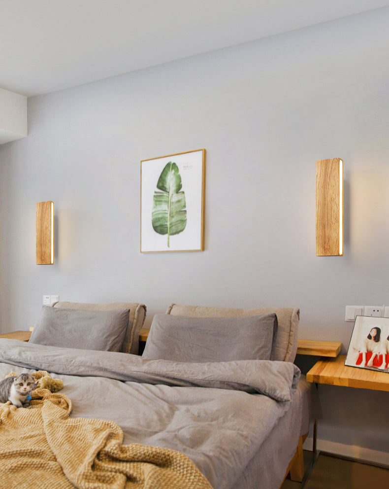 Rectangle Wall Mounted Lamp Modern Simplicity Wood Wall Mount Lamp for Living Room