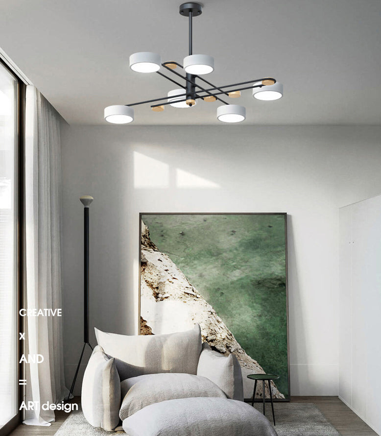 Nordic Starburst Chandelier Lighting Fixture Metal Living Room LED Ceiling Chandelier