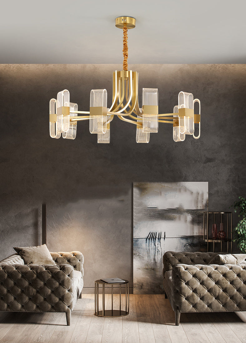 Gold Metal Hanging Pendant Lights Contemporary Sputnik Hanging Lamps for Living Room