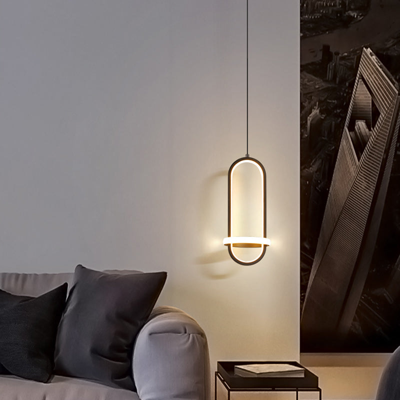 Led-in-stijl LED-hangende hanglamp geometrische hangende lamp met metalen schaduw