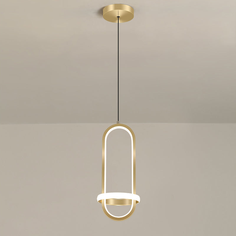 Led-in-stijl LED-hangende hanglamp geometrische hangende lamp met metalen schaduw