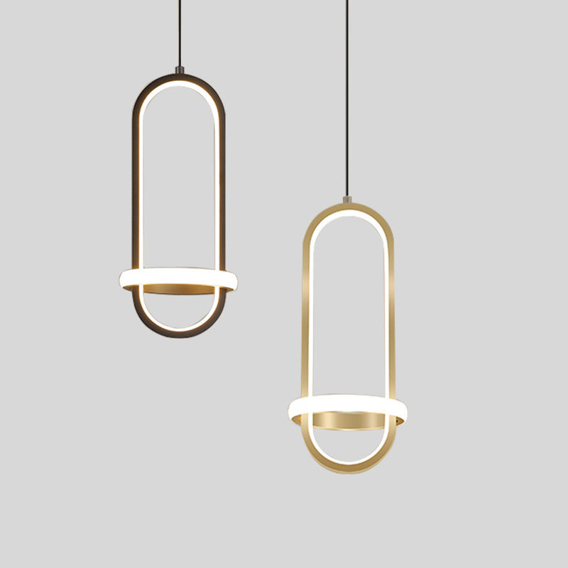 Nordic-Style LED Hanging Pendant Light Geometric Hanging Light Fixture with Metal Shade