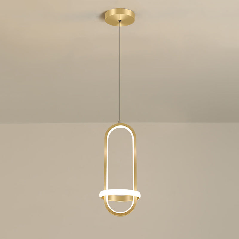 Led-in-stijl LED-hangende hanglamp geometrische hangende lamp met metalen schaduw