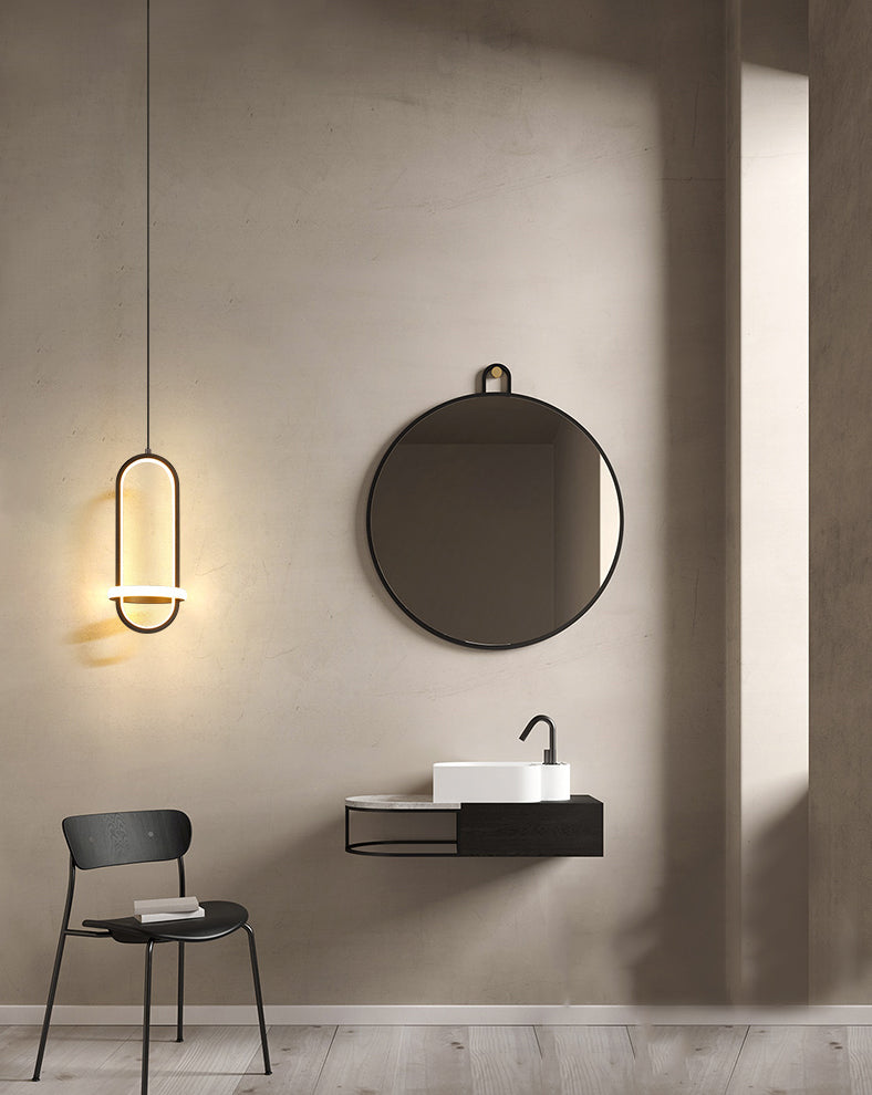 Nordic-Style LED Hanging Pendant Light Geometric Hanging Light Fixture with Metal Shade