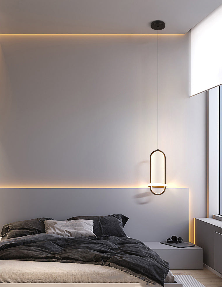 Led-in-stijl LED-hangende hanglamp geometrische hangende lamp met metalen schaduw