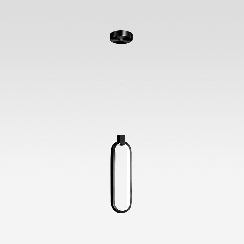 Minimalist Style LED Hanging Pendant Light Oval Pendant Light Kit with Metal Shade