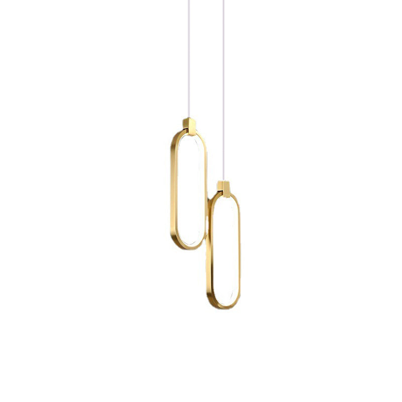 Minimalist Style LED Hanging Pendant Light Oval Pendant Light Kit with Metal Shade