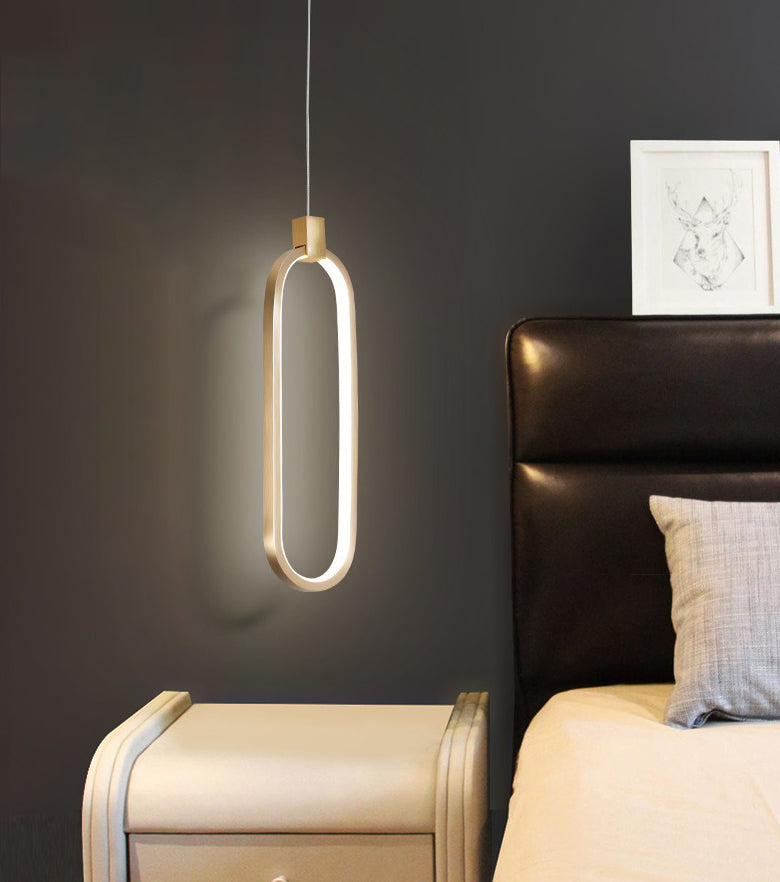 Minimalist Style LED Hanging Pendant Light Oval Pendant Light Kit with Metal Shade