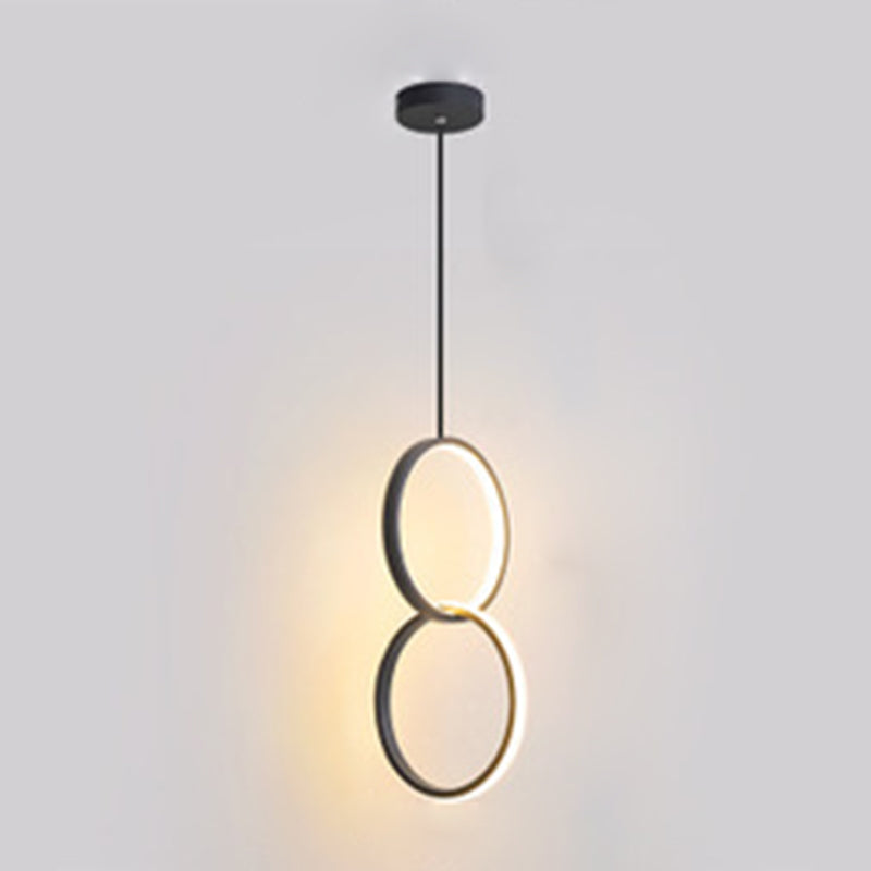 LED Slaapkamer Down Lighting Pendant Noordse stijl hanglampje plafondlicht met ringen metalen schaduw